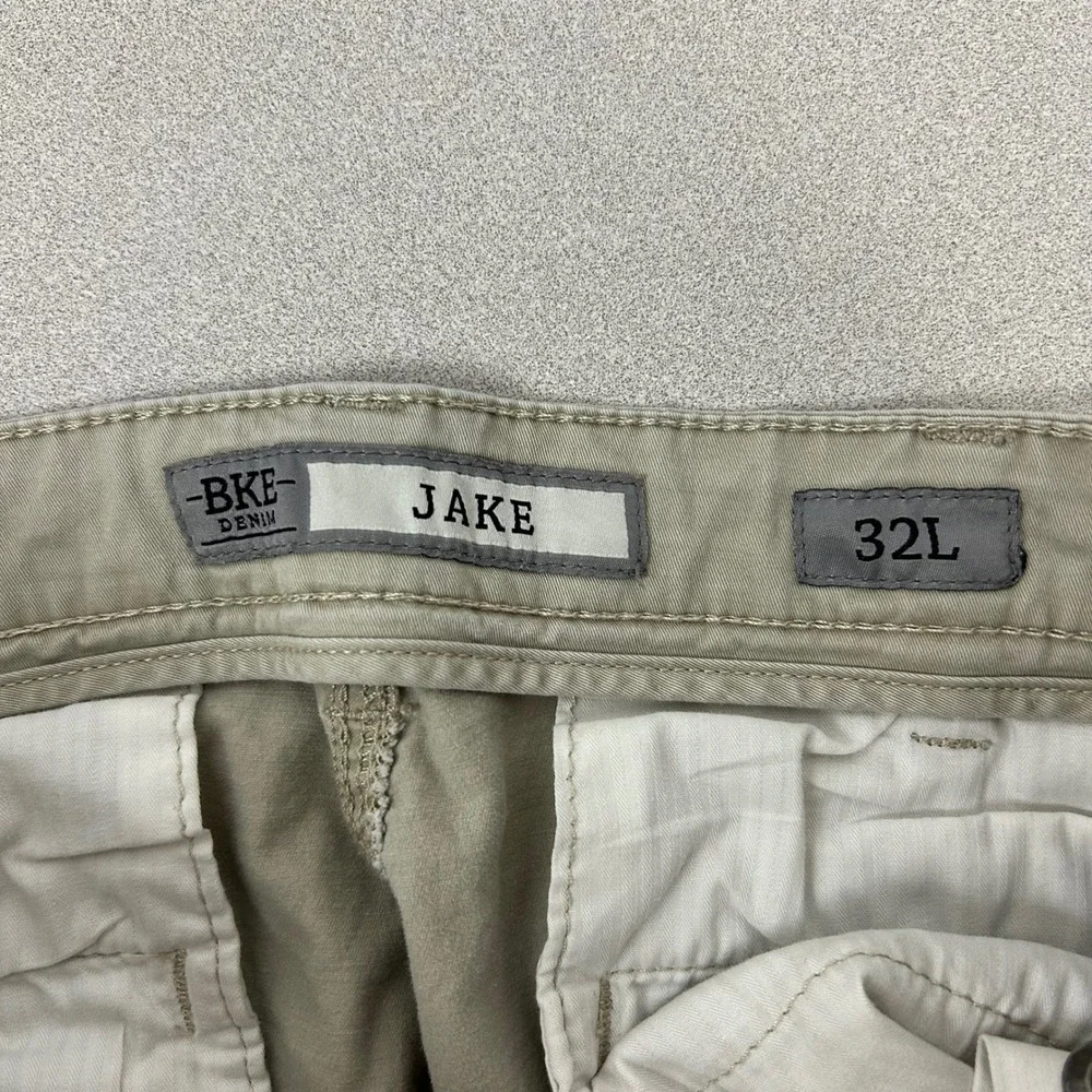 BKE Denim Jake Chino Pants Mens 32L Khaki Tan Straight Leg Stretch 32x32‎